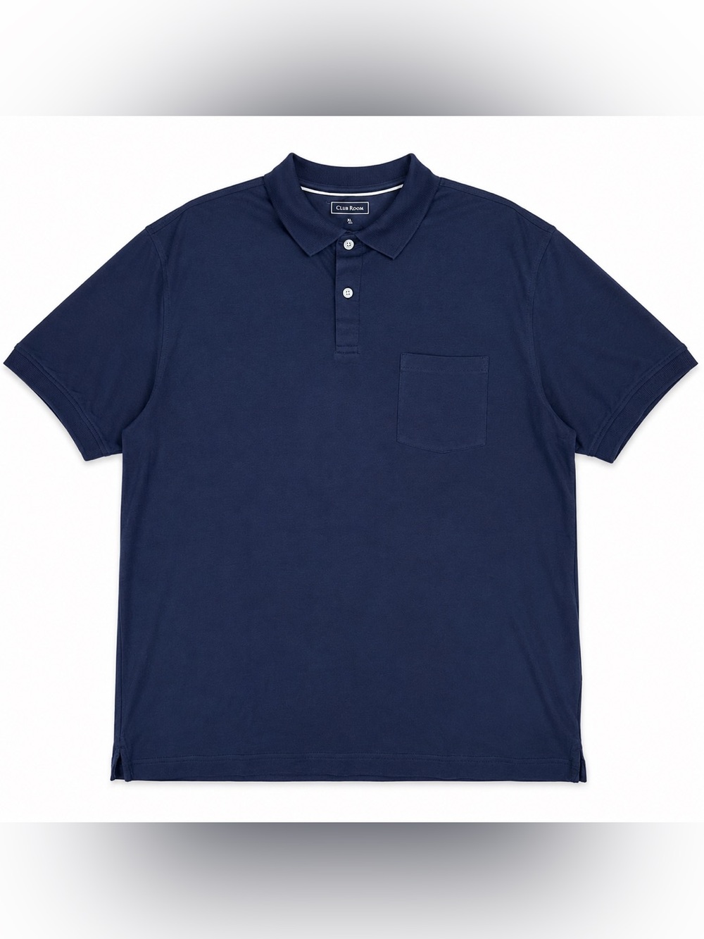 Club Room Polo Shirt XL Navy Blue 100% Cotton Short Sleeve Chest Pocket Preppy